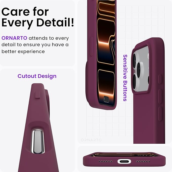 Unipha حافظة سيليكون باللون العنابي لـ iPhone 17 Pro - Image 5
