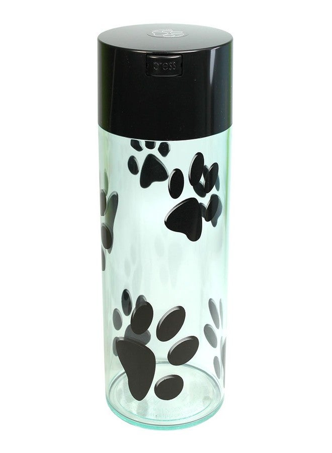 TIGHTPAC Pawvac 5 to 24 Ounce Vacuum Sealed Pet Food Storage Container; Black Cap & Clear Body/Black Paws - Image 1