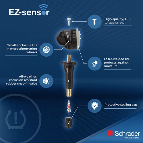 Schrader 33500 EZ-Sensor Single SKU (314.9 MHz, 315 MHz, and 433 MHz) Programmable Snap-in Fixed Angle Valve Tire Pressure Monitoring Sensor (TPMS), Requires Programming Before Installation - Image 3