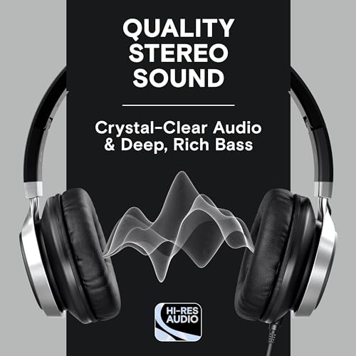 ARTIX CL750 Wired Headphones with Mic & Volume Control — Noise Isolating On-Ear Headphones for Computer and Laptop Wired, Plug in Corded Headphone Over Ear with Wire (Foldable, Aux Jack 3.5mm) - Image 2
