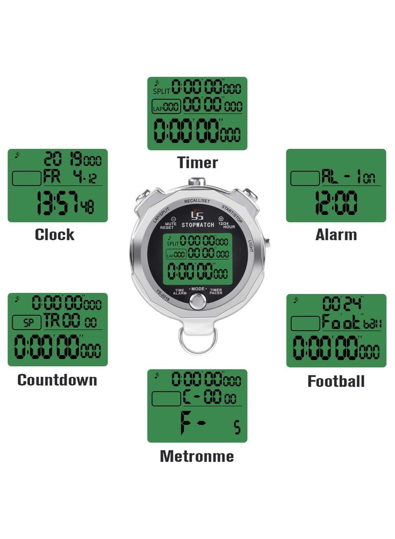 يس ساعة توقيت معدنية - مؤقت رقمي مقاوم للمطر للاستخدام اليومي والمباريات الرياضية والتدريب والحكام - Image 2
