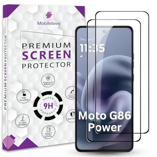 Mobilebies® Premium Tempered Glass Screen Protector Guard For Moto G86 Power 5G (6.67 Inch, Pack of 2) | Edge to Edge Coverage With Easy to installation kit - Image 1
