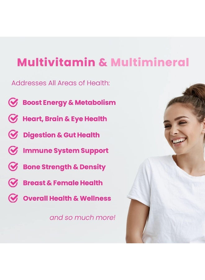 NutraChamps NutraChamps Women's Daily Multivitamin Supplement - Vegan Capsules with Biotin, Vitamins A B C D E K, Calcium, Zinc, Lutein, Magnesium - Non-GMO, Gluten Free Multimineral Multivitamin for Women - Image 4