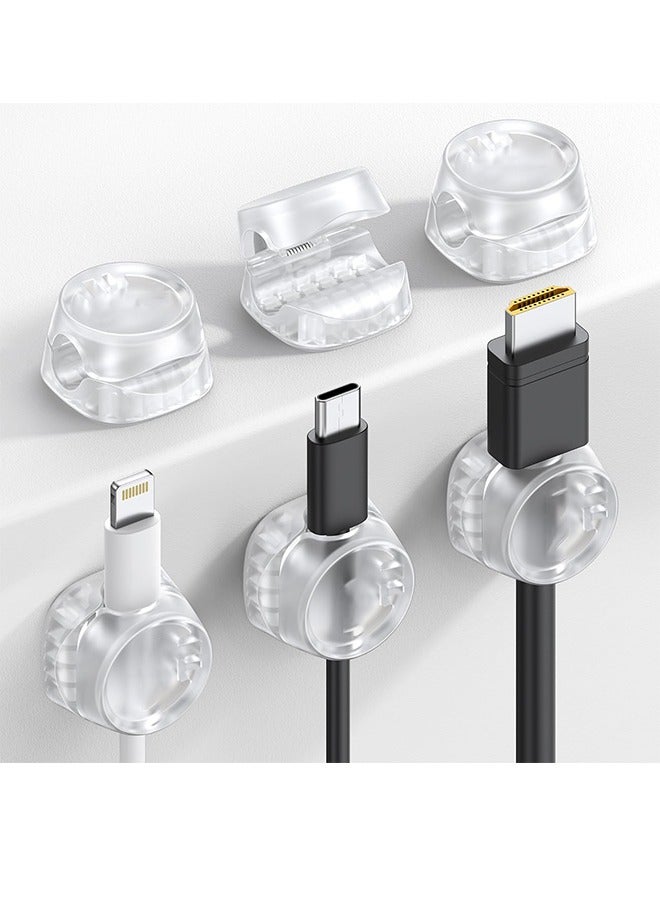 عام 6 عبوات منظم سلك [قفل واحد] مشابك حامل كابل زنبركية - مشابك إدارة سلك المكتب، [قابل للتعديل بسلاسة] كابل شاحن الهاتف، حافظة سلك لاصقة لمكتب جدار السيارة في المنضدة، شفاف - Image 1