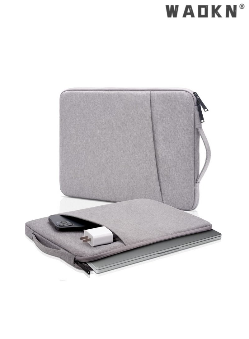 WAOKN Waterproof Thin Storage Laptop Bag, Tablet iPad Protective Case Laptop Sleeve Bag Compatible with MacBook Air Mac Pro M1 Surface Lenovo Dell HP Computer Bag Accessories with Pocket Grey  - Image 1