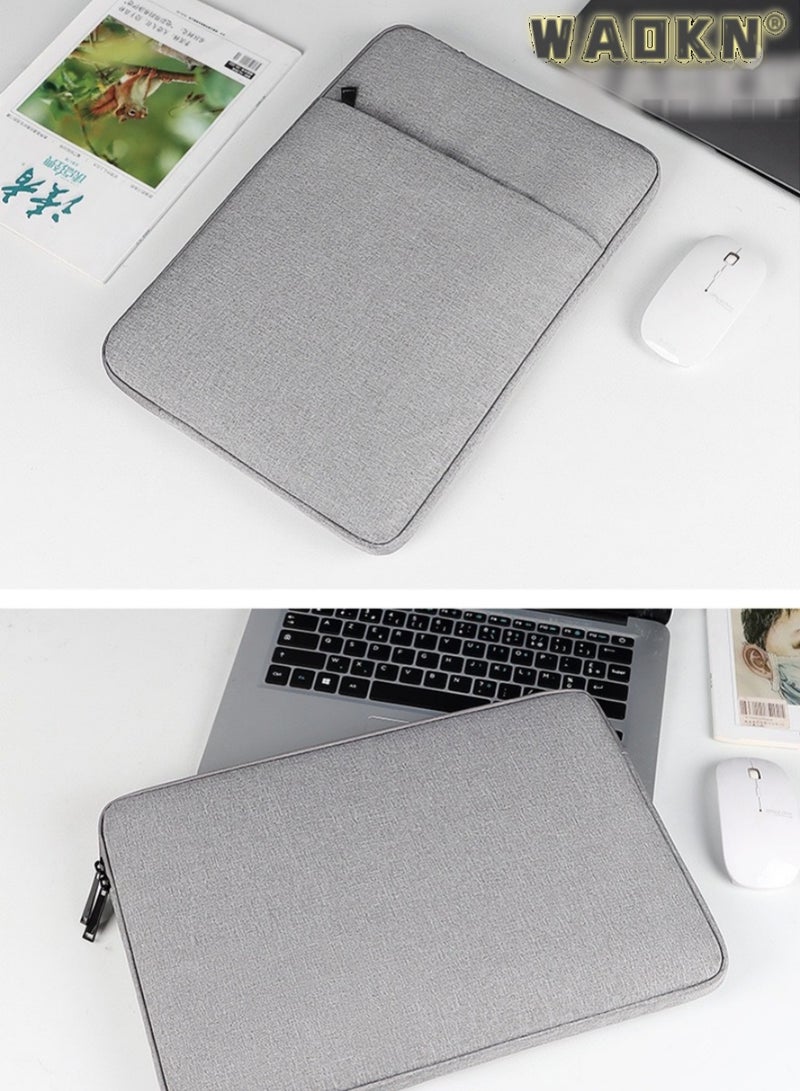 WAOKN Waterproof Thin Storage Laptop Bag, Tablet iPad Protective Case Laptop Sleeve Bag Compatible with MacBook Air Mac Pro M1 Surface Lenovo Dell HP Computer Bag Accessories with Pocket Grey  - Image 3