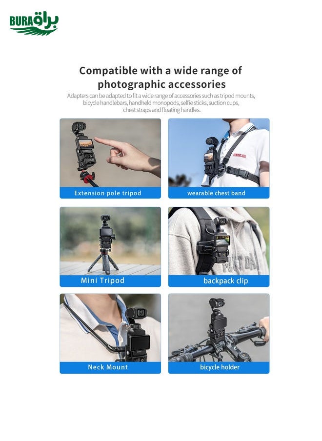 BURAQ - For DJI OSMO Pocket 3 STARTRC Multifunctional Fixed Mount Expansion Adapter Bracket (Black) - Image 1