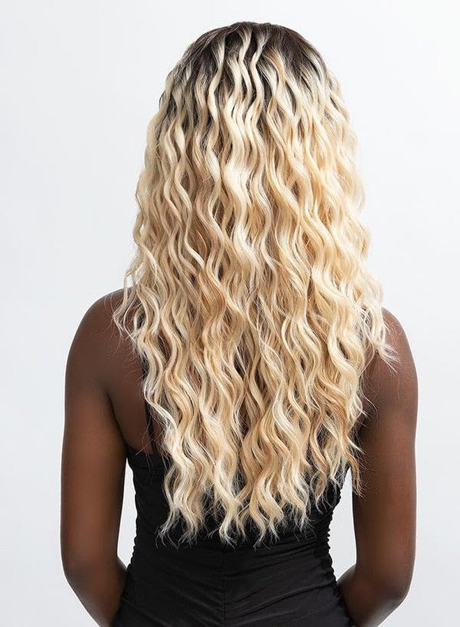 Janet Collection Melt HD 13x6 Wide Lace MAE Wig – Glueless Long Deep wave style with Pre-Installed Elastic Band, Pre-Plucked Hairline, Human Hair Blend (DR TIRAMISU) - Image 4