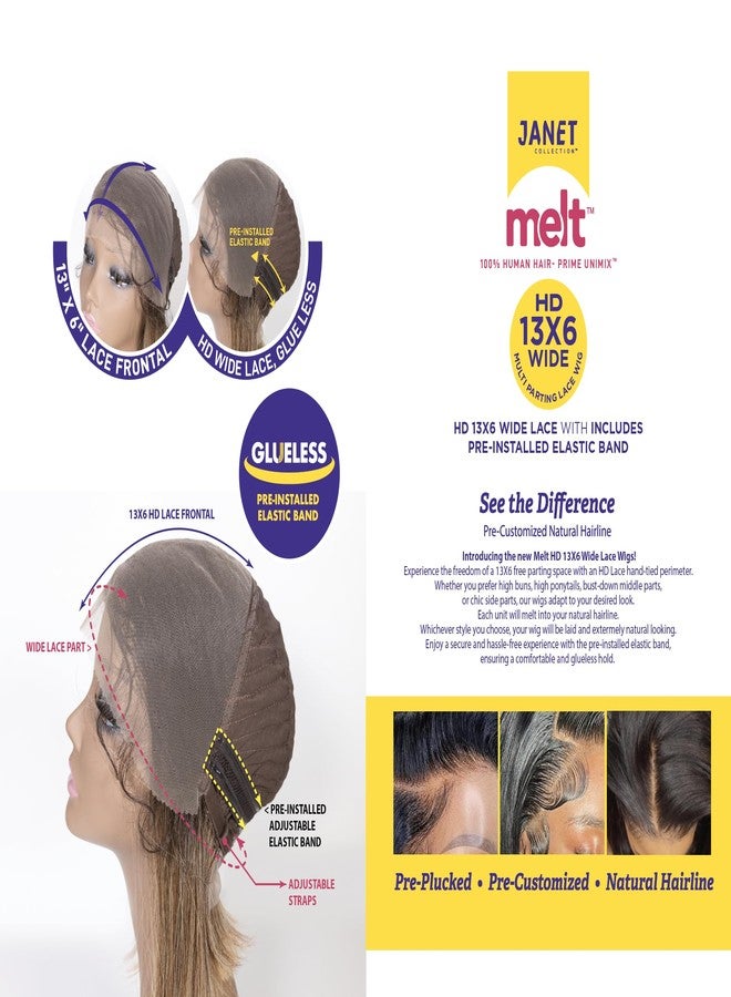 Janet Collection Melt HD 13x6 Wide Lace MAE Wig – Glueless Long Deep wave style with Pre-Installed Elastic Band, Pre-Plucked Hairline, Human Hair Blend (DR TIRAMISU) - Image 3