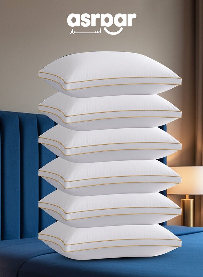 أسرار وسادة سرير فاخرة من الألياف الدقيقة بسمك 20 سم، وسادة تبريد بجودة الفنادق 1000 جرام، مقاس قياسي 75 × 50 سم - مثالية لجميع أوضاع النوم، وسائد سرير منفوشة للسرير، وسادة سرير قابلة للغسل في الغسالة - بيضاء 6 وسائد - Image 1
