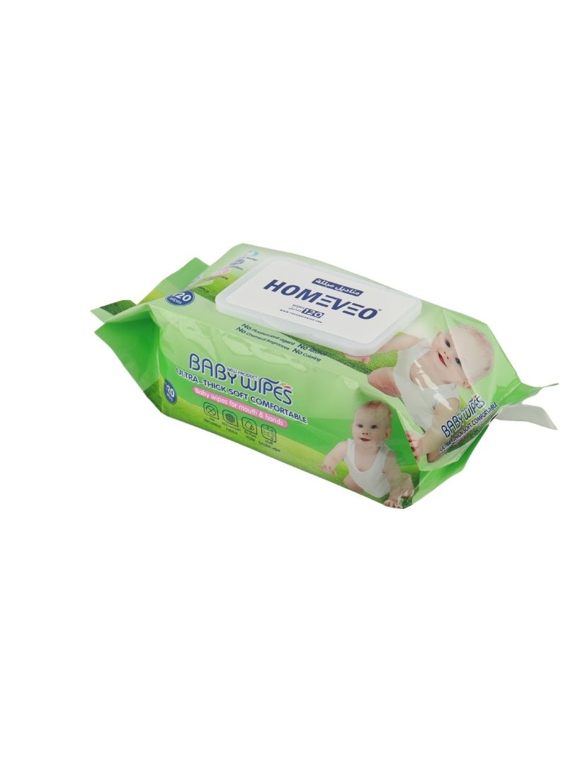 Home View Baby Wipes with Soft Surface for Gentle Cleaning - 120 Wipes