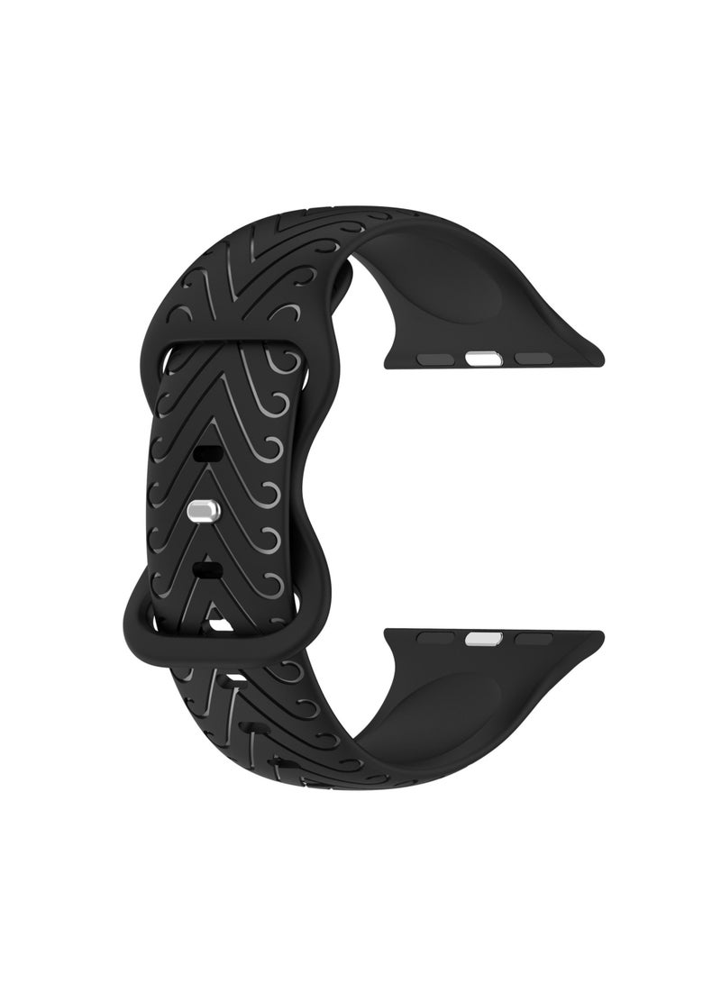Apple Watch Band Compatible with iWatch Series 7, SE, and Ultra Apple Sheepskin Grain erfly Clasp Silicone Band 49mm - Image 1