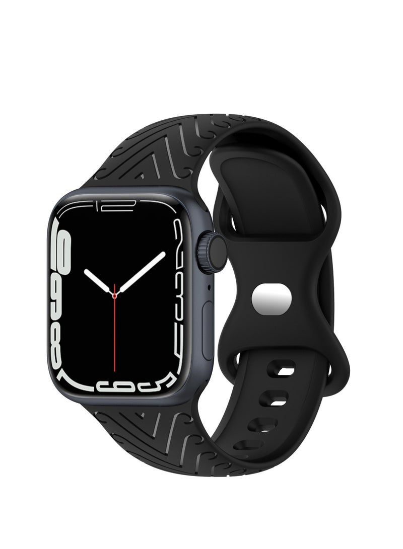 Apple Watch Band Compatible with iWatch Series 7, SE, and Ultra Apple Sheepskin Grain erfly Clasp Silicone Band 49mm - Image 2