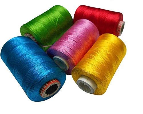 Goelx Silk Thread Shiny and Soft Thread for Jewelry MakingTassel Making Embroidery 5 Popular Jewelry Making Embroidery Colors Included