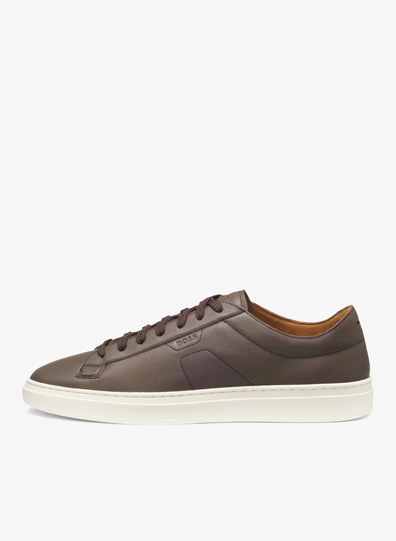 BOSS  Low-top trainers in leather with embossed logo for Men | Best Price UAE