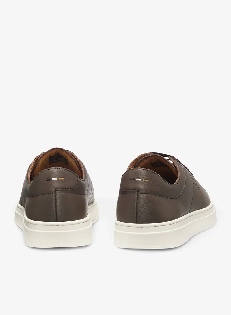 BOSS Low-top trainers in leather with embossed logo