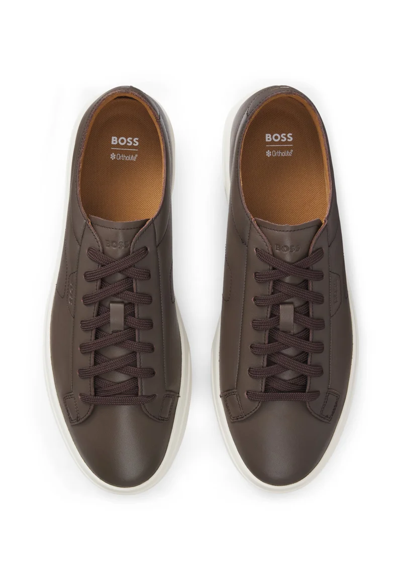 BOSS Brown Low-top sneakers in leather with embossed logo for Men | Best Price UAE