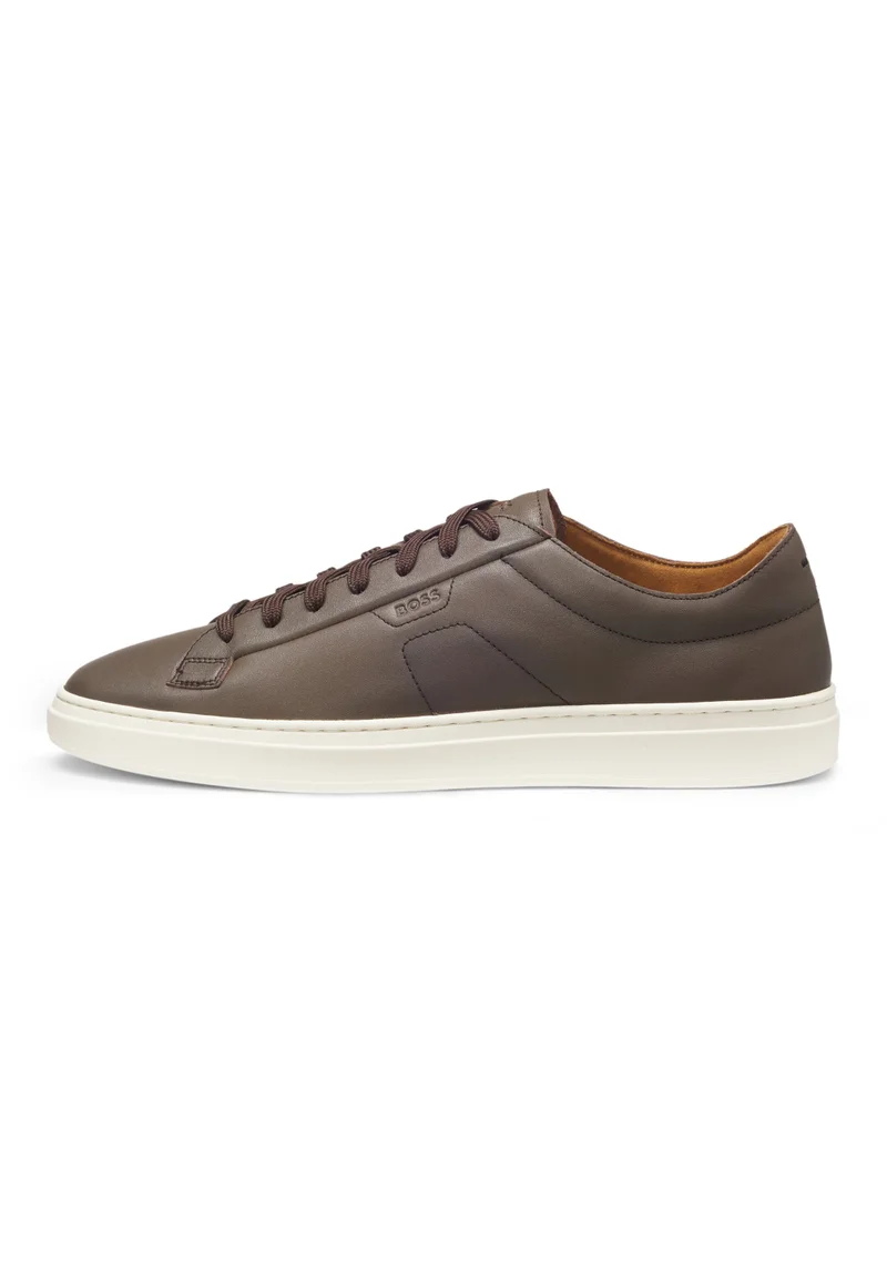BOSS Brown Low-top sneakers in leather with embossed logo for Men | Best Price UAE