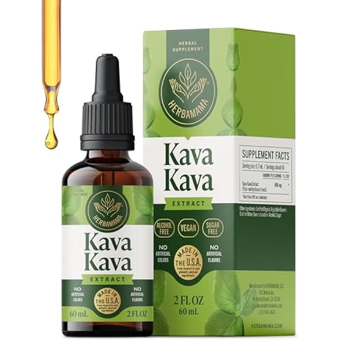 HERBAMAMA Kava Kava Drops - Vegan Relaxation & Mood Support with Root Extract - Non-GMO, Alcohol & Sugar-Free Liquid Calming Supplement, 84-Day Supply - Image 1
