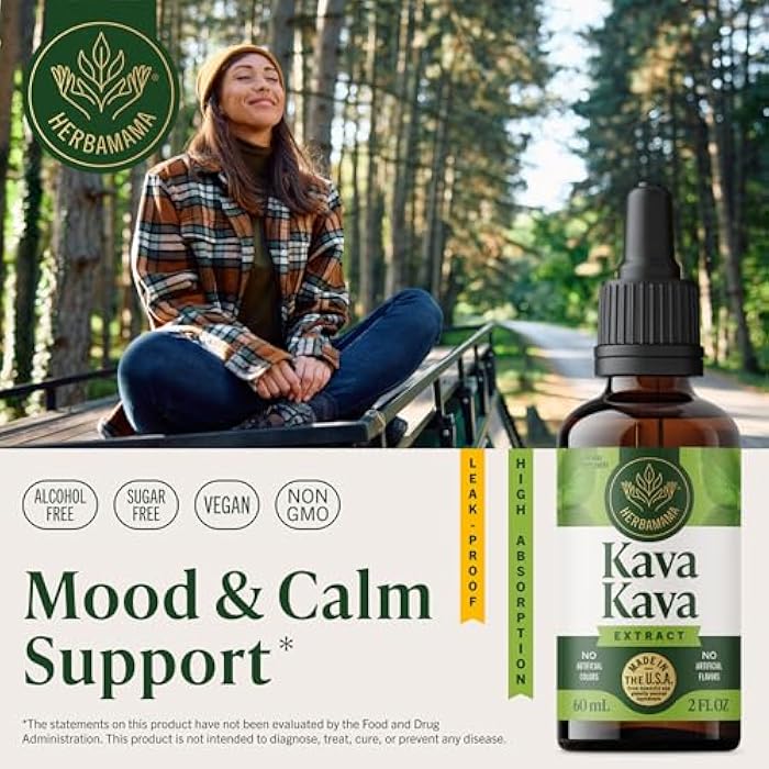 HERBAMAMA Kava Kava Drops - Vegan Relaxation & Mood Support with Root Extract - Non-GMO, Alcohol & Sugar-Free Liquid Calming Supplement, 84-Day Supply - Image 2