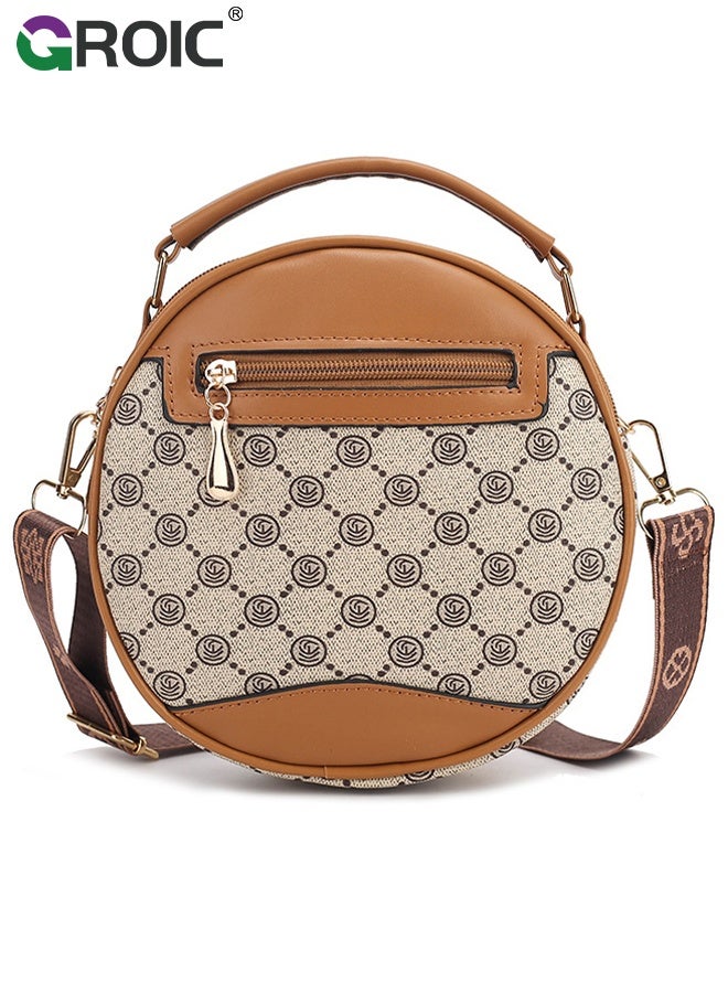 GROIC Leather Crossbody Bags for Women,Circle Cross Body Shoulder Bag Purses Handbags with Adjustable Straps,Purse for Women - Image 1