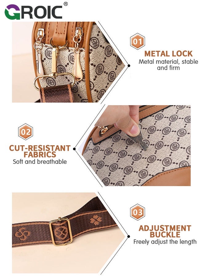 GROIC Leather Crossbody Bags for Women,Circle Cross Body Shoulder Bag Purses Handbags with Adjustable Straps,Purse for Women - Image 3