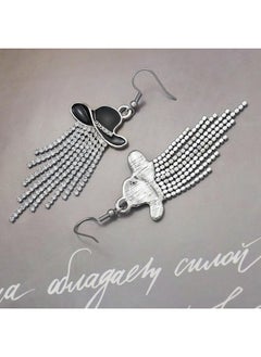 RechicGu Western Cowgirl Enamel Hat Sparkly Rhinestone Tassel Dangle Earrings Prom Country Concerts Cowboy Outfits Rodeo Jewelry Gift For Women,Black Hat…  - Image 5