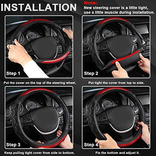 GIANT PANDA Car Steering Wheel Cover for Ford F150 F250 F350 Expedition 15.5-16 inches - Red - Image 5