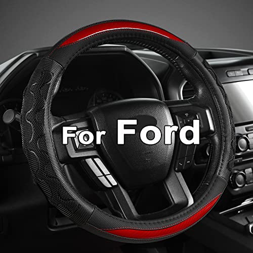 GIANT PANDA Car Steering Wheel Cover for Ford F150 F250 F350 Expedition 15.5-16 inches - Red - Image 1
