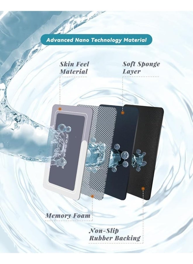 سجادة حمام مانعة للانزلاق، متعددة الطبقات مع طبقة مطاطية فائقة الامتصاص للماء، تناسب أرضيات الحمامات والمطابخ، ألوان متعددة (مستطيلة) - Image 2