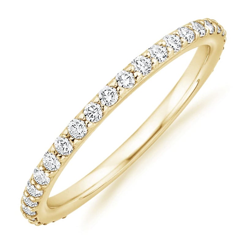 PAVOI 14K Gold Plated Cubic Zirconia Stackable Eternity Bands Yellow Gold for Women Size 9 - Image 1