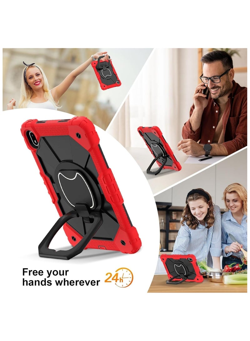 general Rugged Shockproof Cover Case Compatible with Huawei MatePad SE 11 Case 2024 with Silicone Shoulder Strap and Adjustable Rotation PC Wristband Holder - Image 3