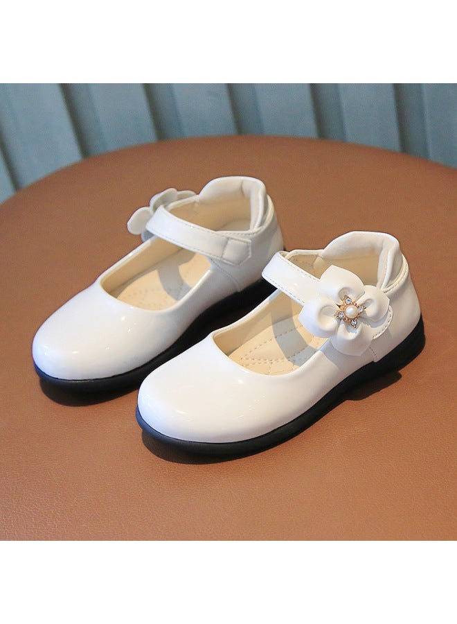Autumn New Children's Floral Leather Shoes Little Girls Black Performance Soft Sole Princess Shoes Student Performance Shoes