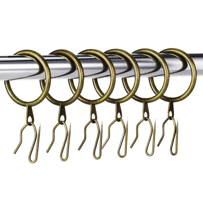 30 Pcs Metal Drapery Curtain Rings 098126165 inch Interior Diameter and 30 Pcs Hanging Curtain Drapery Pin Hooks for Window Door ShowerOilRubbed Bronze32 mm