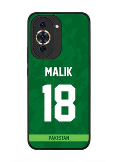 Rugged Black Edge Case for Huawei nova 10 Pro, Slim fit Soft Case Flexible Rubber Edges Thin Cover - Player Name - Shoaib Malik, Jersey Number- 18