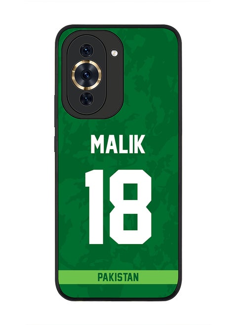 Rugged Black Edge Case for Huawei nova 10 Pro, Slim fit Soft Case Flexible Rubber Edges Thin Cover - Player Name - Shoaib Malik, Jersey Number- 18