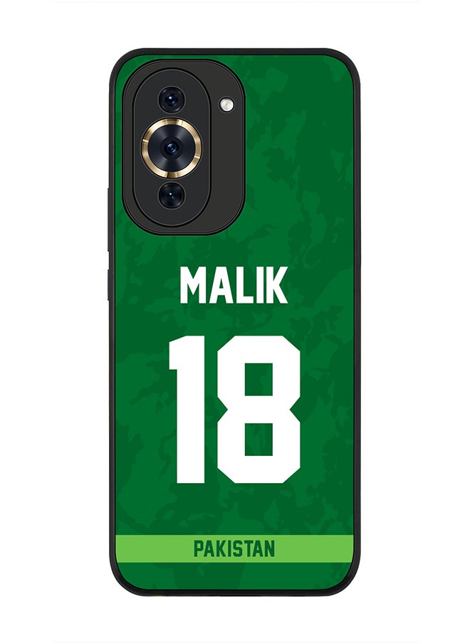 Stylizedd - Rugged Black Edge Case for Huawei nova 10 Pro, Slim fit Soft Case Flexible Rubber Edges Thin Cover - Player Name - Shoaib Malik, Jersey Number- 18 - Image 1