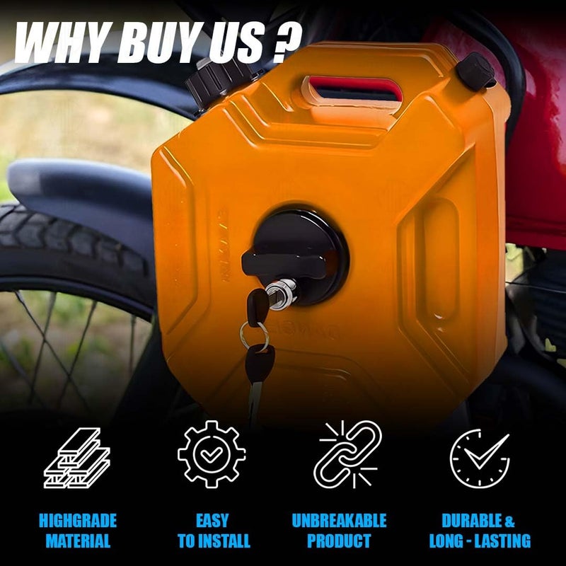 MOTO GENIUS Universal 5 Liter Fuel Jerry Can With Clamp and Cap For Motorcycle | Fuel Container Heavy Duty construction for Petrol/diesel/kerosene Storage (Gold) - Image 2