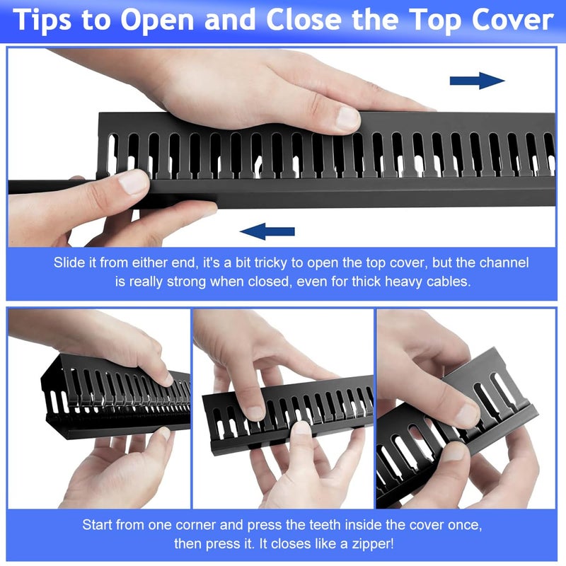 Serplex طقم إخفاء الأسلاك من PVC 2 قطع، 15.7 بوصة منظم كابلات تحت المكتب مع فتحات جانبية للكابلات، منظم كابلات تحت المكتب مع قناة إدارة كابلات الطاقة للمنزل والمكتب - Image 5