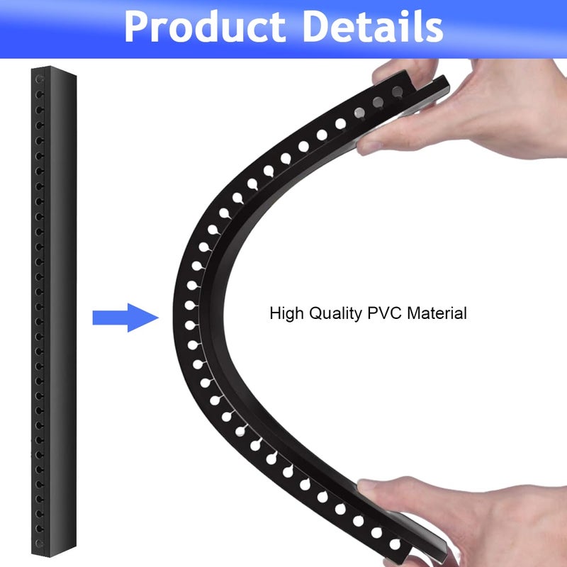 Serplex طقم إخفاء الأسلاك من PVC 2 قطع، 15.7 بوصة منظم كابلات تحت المكتب مع فتحات جانبية للكابلات، منظم كابلات تحت المكتب مع قناة إدارة كابلات الطاقة للمنزل والمكتب - Image 3