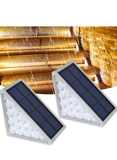 Solar Step Lights, 2 Pack IP68 Waterproof Outdoor Stair Lights, Warm White Led Solar Deck Lights Solar Powered Decoration Lights for Yard, Patio, Garden, Walkways, Front Door, Pathway