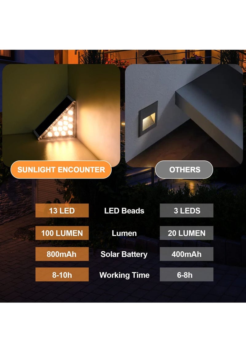 SYOSI - Solar Step Lights, 2 Pack IP68 Waterproof Outdoor Stair Lights, Warm White Led Solar Deck Lights Solar Powered Decoration Lights for Yard, Patio, Garden, Walkways, Front Door, Pathway - Image 1