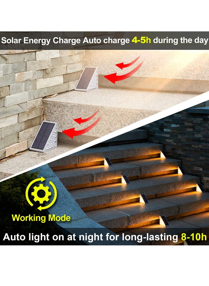 SYOSI - Solar Step Lights, 2 Pack IP68 Waterproof Outdoor Stair Lights, Warm White Led Solar Deck Lights Solar Powered Decoration Lights for Yard, Patio, Garden, Walkways, Front Door, Pathway - Image 1