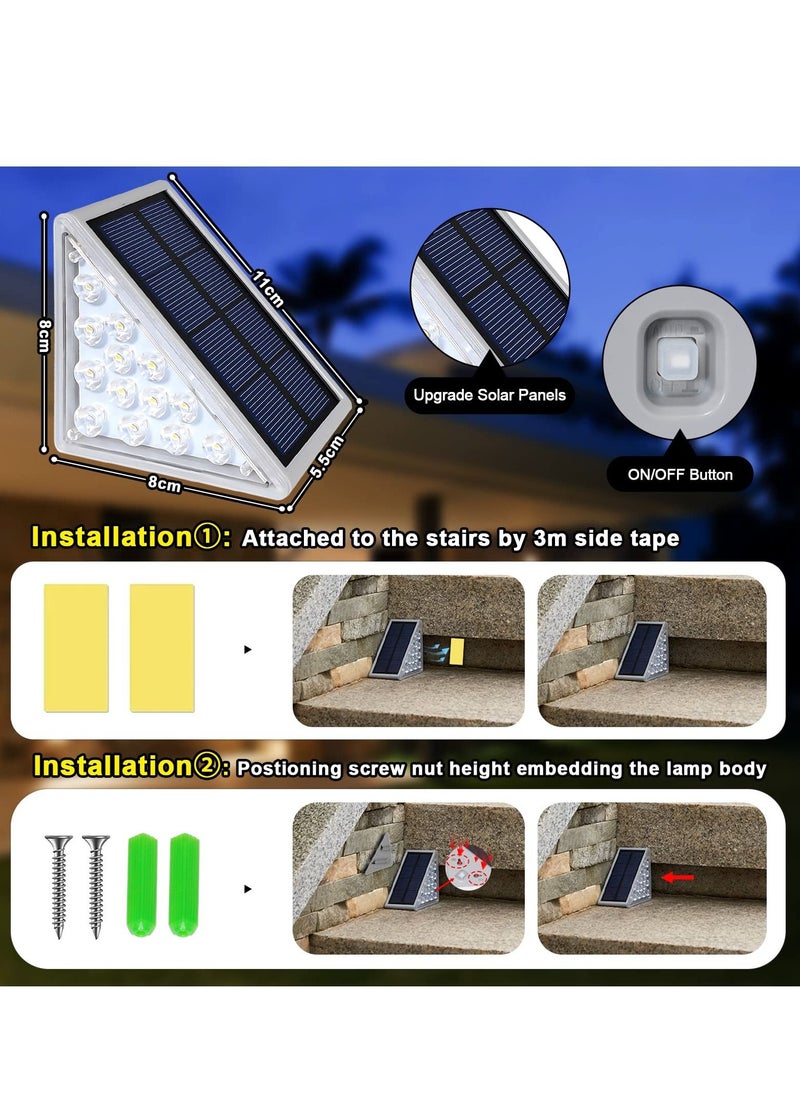 SYOSI - Solar Step Lights, 2 Pack IP68 Waterproof Outdoor Stair Lights, Warm White Led Solar Deck Lights Solar Powered Decoration Lights for Yard, Patio, Garden, Walkways, Front Door, Pathway - Image 1
