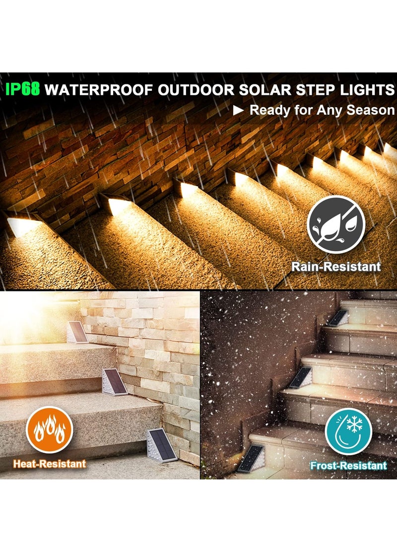 SYOSI - Solar Step Lights, 2 Pack IP68 Waterproof Outdoor Stair Lights, Warm White Led Solar Deck Lights Solar Powered Decoration Lights for Yard, Patio, Garden, Walkways, Front Door, Pathway - Image 1