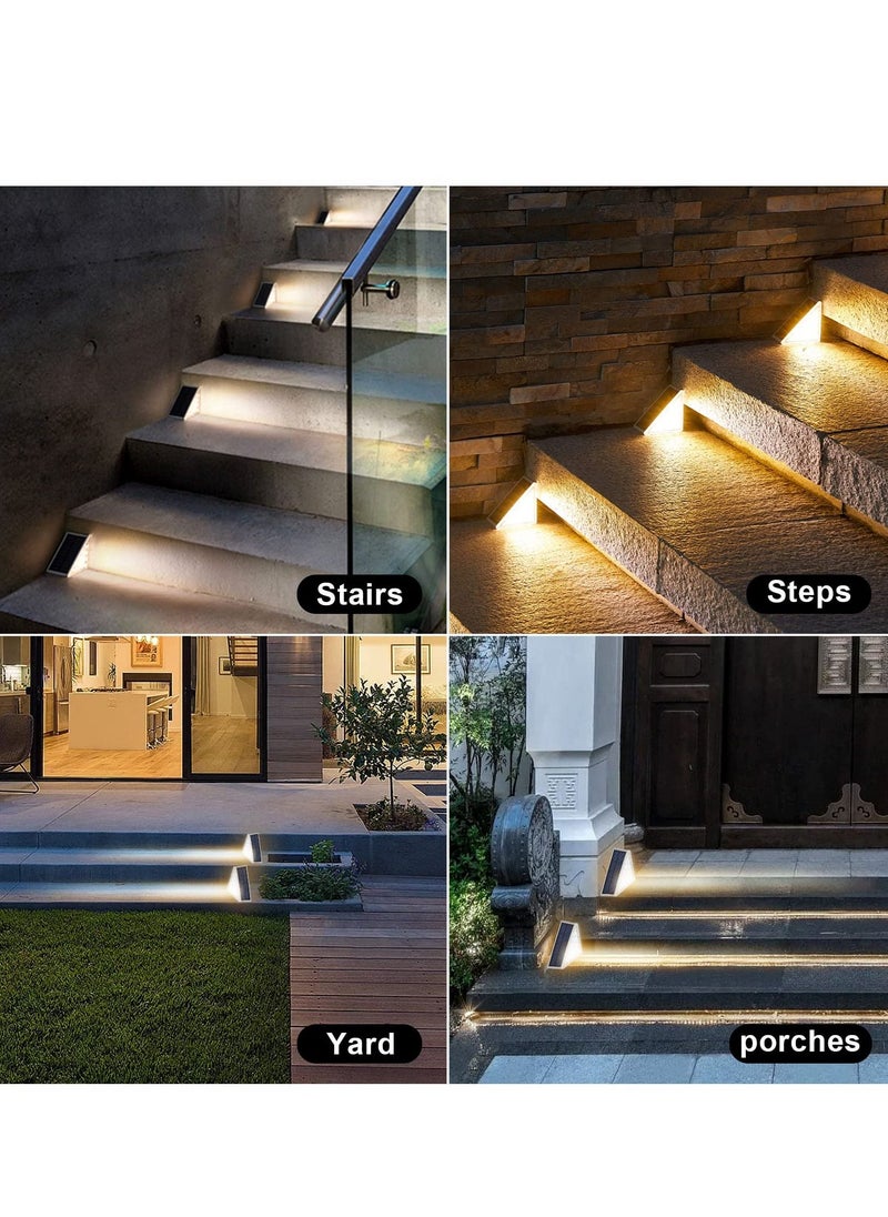 SYOSI - Solar Step Lights, 2 Pack IP68 Waterproof Outdoor Stair Lights, Warm White Led Solar Deck Lights Solar Powered Decoration Lights for Yard, Patio, Garden, Walkways, Front Door, Pathway - Image 1