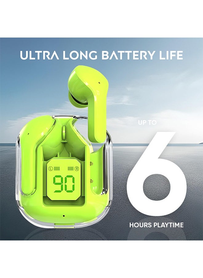 iCruze - iCruze TWS Earbuds with Digital Battery Display, Dual Mic ENC Noise Cancelling, 6mm Drivers, IPX7 Waterproof, Voice Assistant, Touch Control, Up to 6 Hours Playtime, 250mAh Battery - Green - Image 1