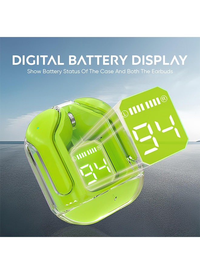 iCruze - iCruze TWS Earbuds with Digital Battery Display, Dual Mic ENC Noise Cancelling, 6mm Drivers, IPX7 Waterproof, Voice Assistant, Touch Control, Up to 6 Hours Playtime, 250mAh Battery - Green - Image 1