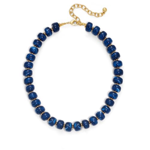 HolidayQbee Beaded Necklace for Women Boho Bead Chunky Necklace Big Bead Necklace Fashion Trendy Summer Blue Resin Beaded Necklaces Jewelry Gifts - Image 1