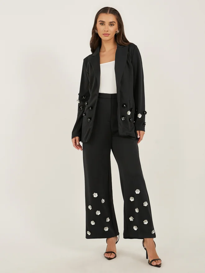 Styli Styli Women Black Button Regular Fit Blazer